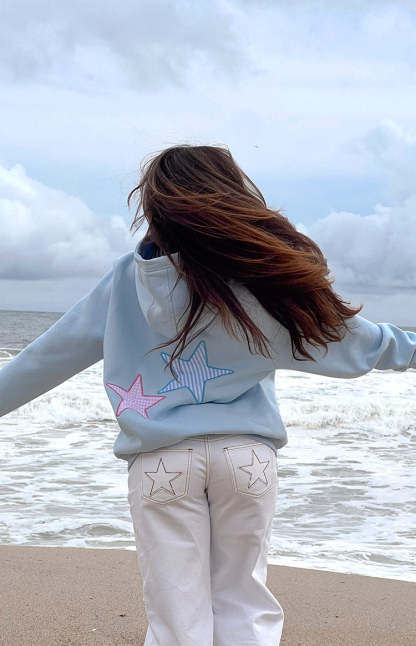 Beginning Light Blue Star Hoodie-Vavasi.All Rights Reserved.