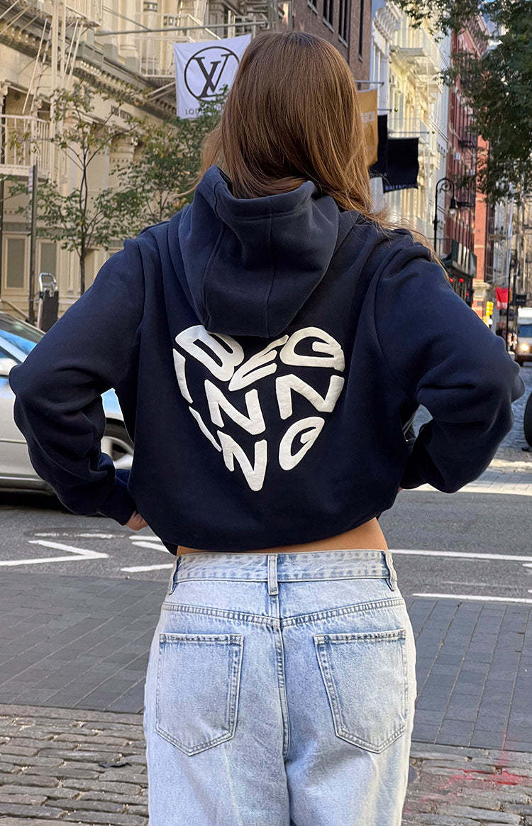 Beginning Navy Lovey Bubble Hoodie-Vavasi.All Rights Reserved.