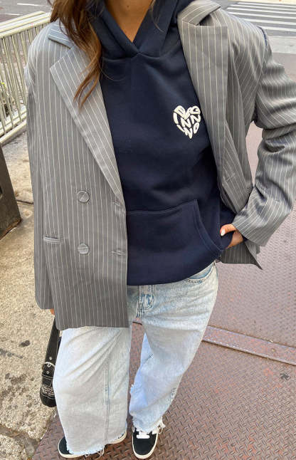Beginning Navy Lovey Bubble Hoodie-Vavasi.All Rights Reserved.