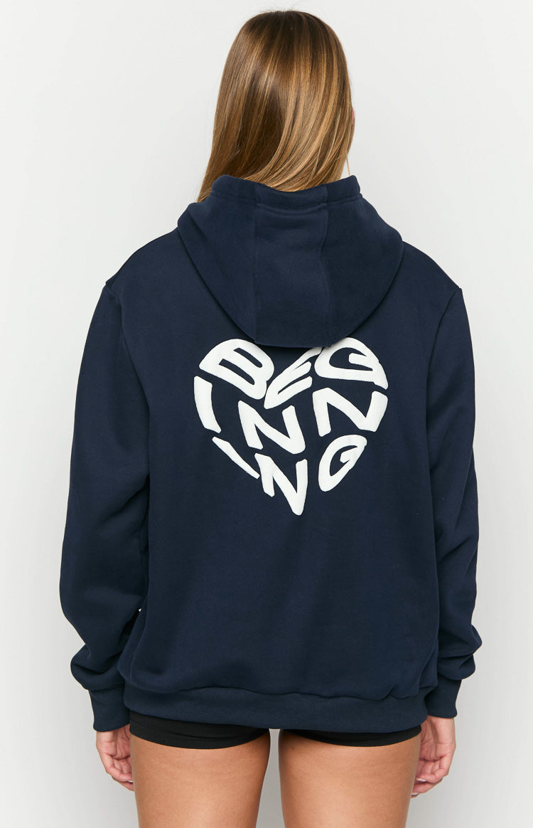 Beginning Navy Lovey Bubble Hoodie-Vavasi.All Rights Reserved.