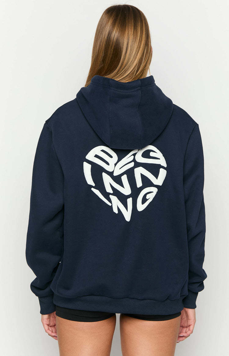 Beginning Navy Lovey Bubble Hoodie-Vavasi.All Rights Reserved.