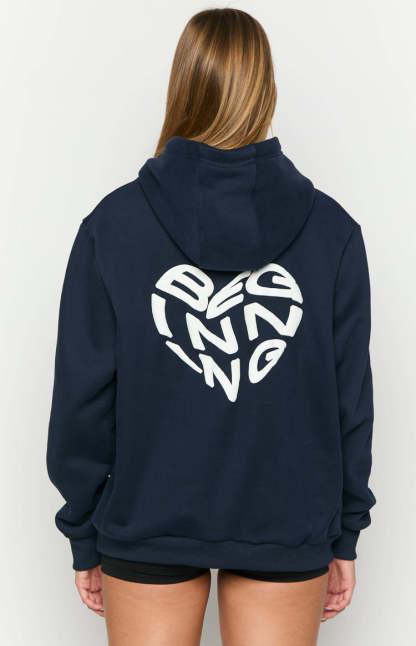 Beginning Navy Lovey Bubble Hoodie-Vavasi.All Rights Reserved.