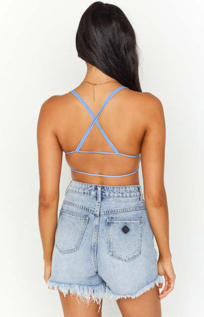 Believe Blue Crop Top-Vavasi.All Rights Reserved.