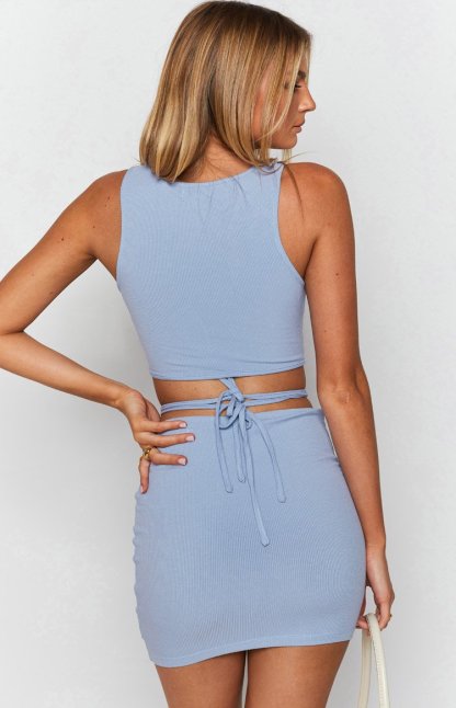 Bella Donna String Mini Skirt Blue-Vavasi.All Rights Reserved.
