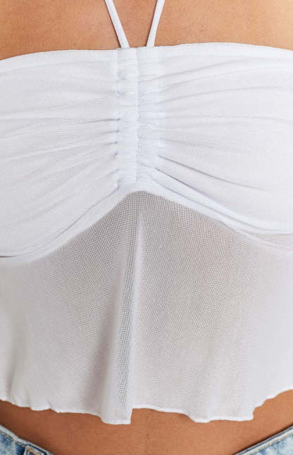 Bella White Halter Crop Top-Vavasi.All Rights Reserved.