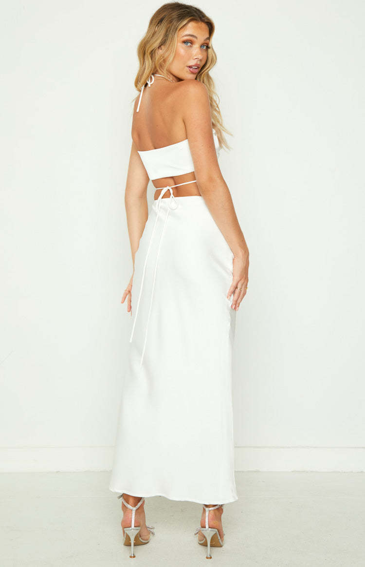 Bella White Satin Maxi Skirt-Vavasi.All Rights Reserved.