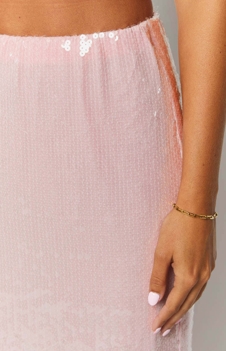 Bellah Pink Sequin Maxi Skirt-Vavasi.All Rights Reserved.