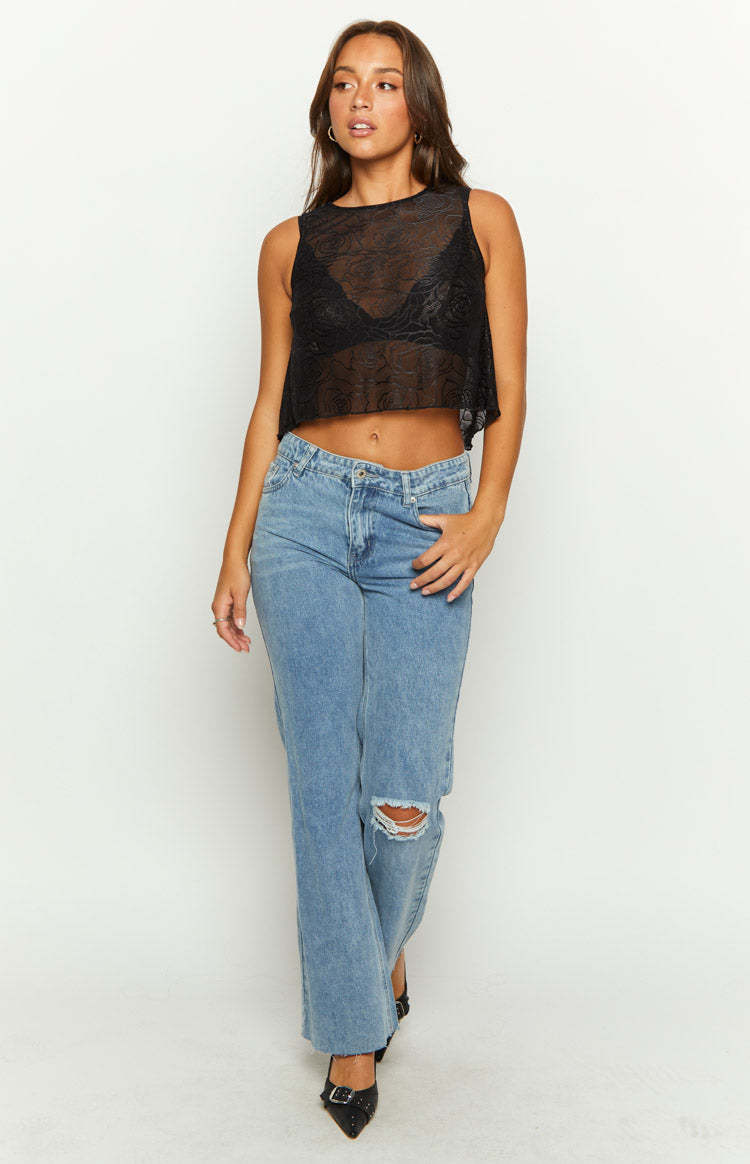 Belle Black Mesh Top-Vavasi.All Rights Reserved.