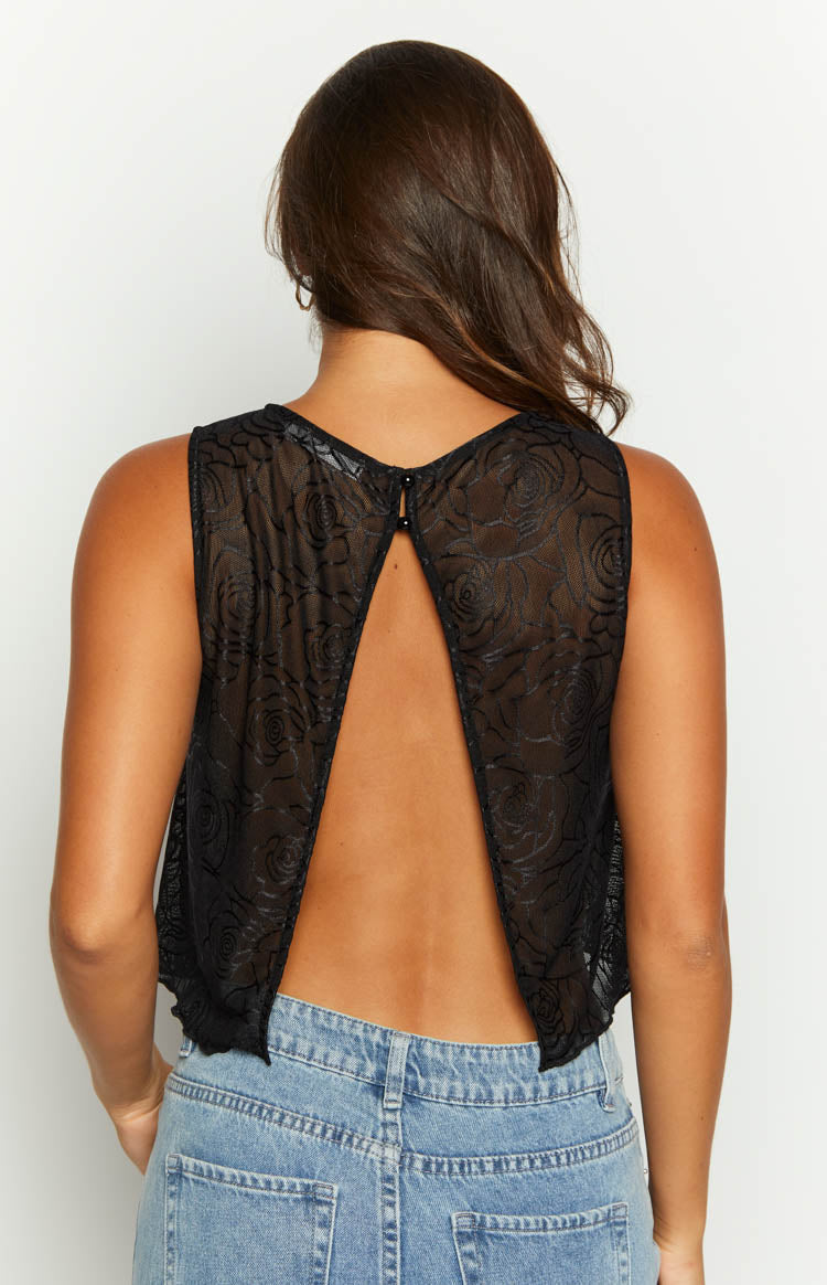 Belle Black Mesh Top-Vavasi.All Rights Reserved.