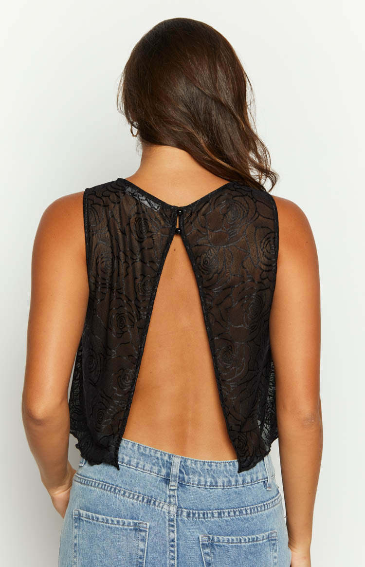 Belle Black Mesh Top-Vavasi.All Rights Reserved.