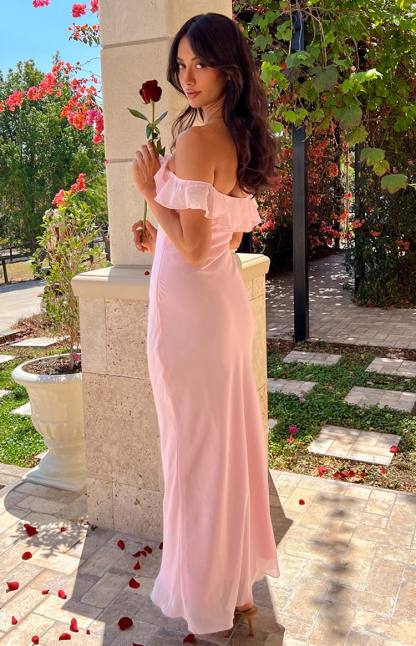 Bellflower Pink Chiffon Maxi Dress-Vavasi.All Rights Reserved.