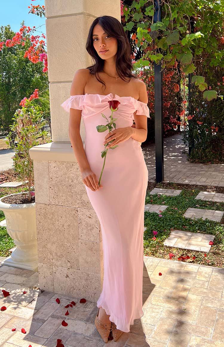 Bellflower Pink Chiffon Maxi Dress-Vavasi.All Rights Reserved.