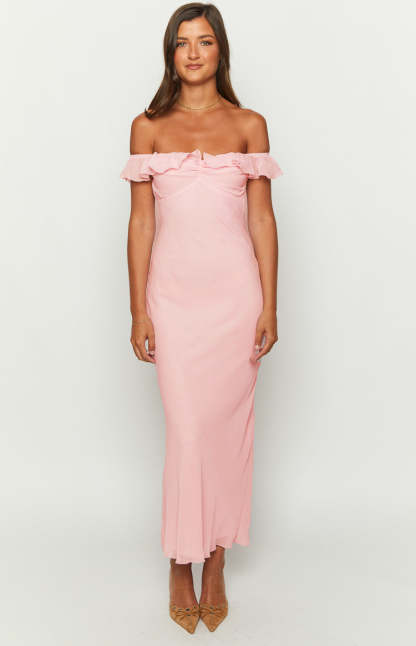 Bellflower Pink Chiffon Maxi Dress-Vavasi.All Rights Reserved.