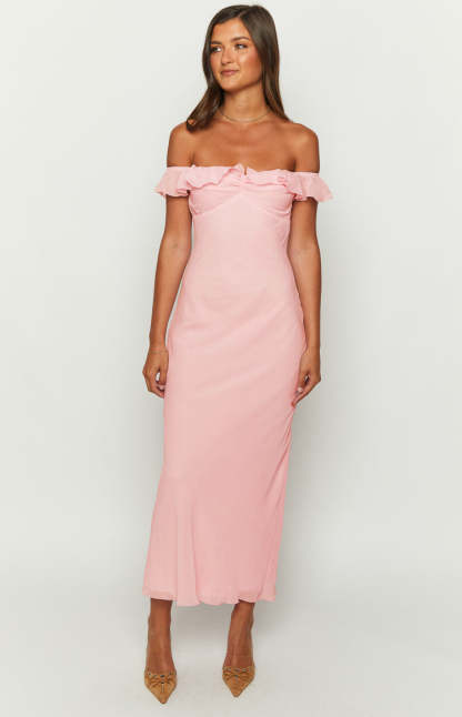 Bellflower Pink Chiffon Maxi Dress-Vavasi.All Rights Reserved.