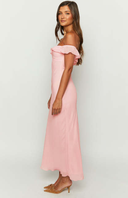 Bellflower Pink Chiffon Maxi Dress-Vavasi.All Rights Reserved.