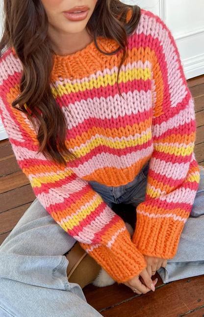 Belmont Pink Stripe Sweater-Vavasi.All Rights Reserved.
