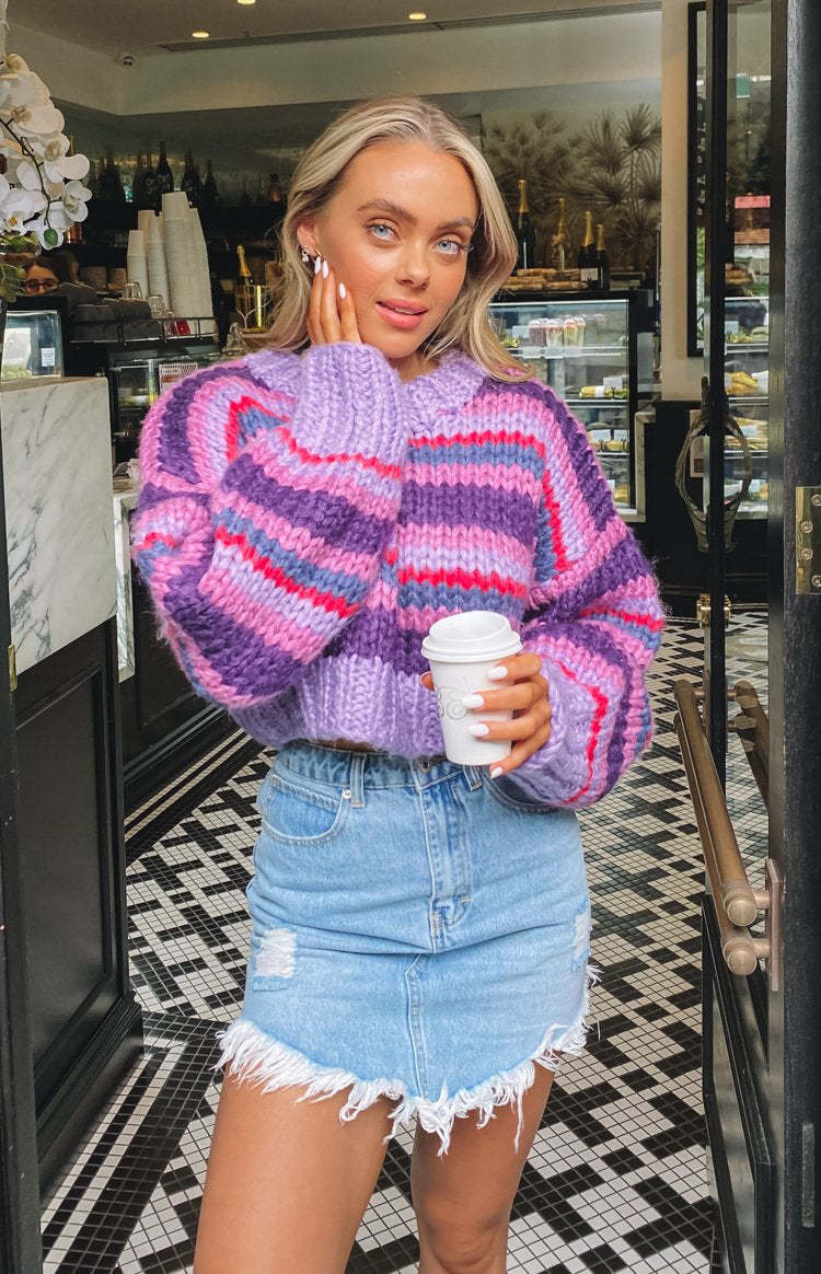 Belmont Stripe Sweater Purple-Vavasi.All Rights Reserved.