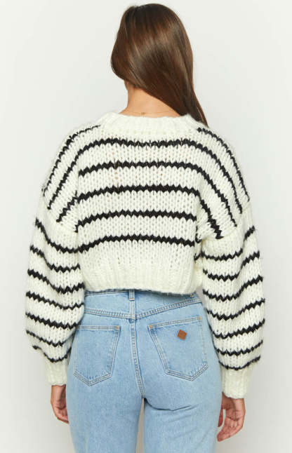 Belmont White Striped Sweater-Vavasi.All Rights Reserved.
