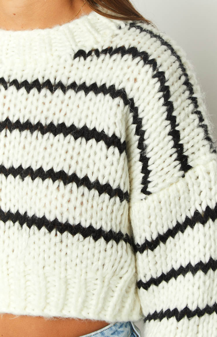 Belmont White Striped Sweater-Vavasi.All Rights Reserved.