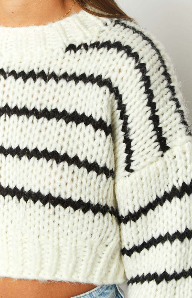 Belmont White Striped Sweater-Vavasi.All Rights Reserved.