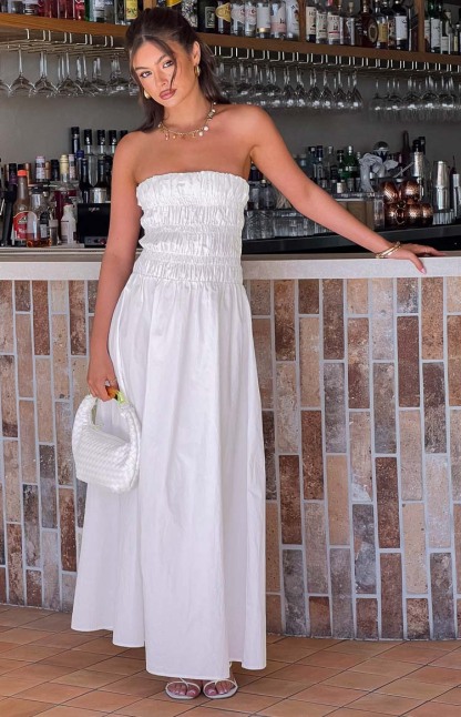 Benetti White Strapless Maxi Dress-Vavasi.All Rights Reserved.