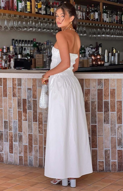 Benetti White Strapless Maxi Dress-Vavasi.All Rights Reserved.