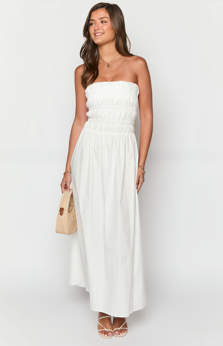 Benetti White Strapless Maxi Dress-Vavasi.All Rights Reserved.