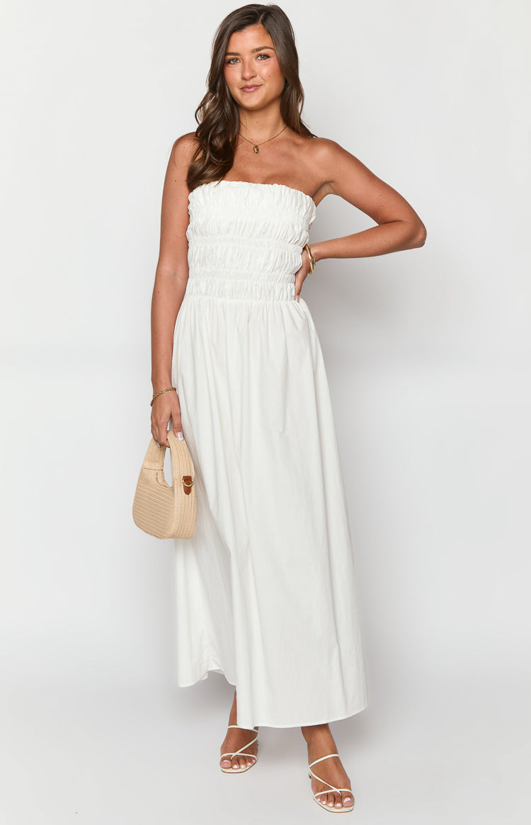 Benetti White Strapless Maxi Dress-Vavasi.All Rights Reserved.
