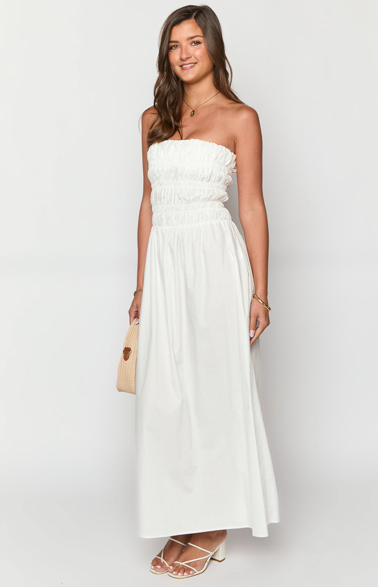Benetti White Strapless Maxi Dress-Vavasi.All Rights Reserved.