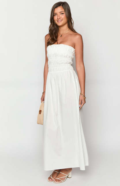 Benetti White Strapless Maxi Dress-Vavasi.All Rights Reserved.