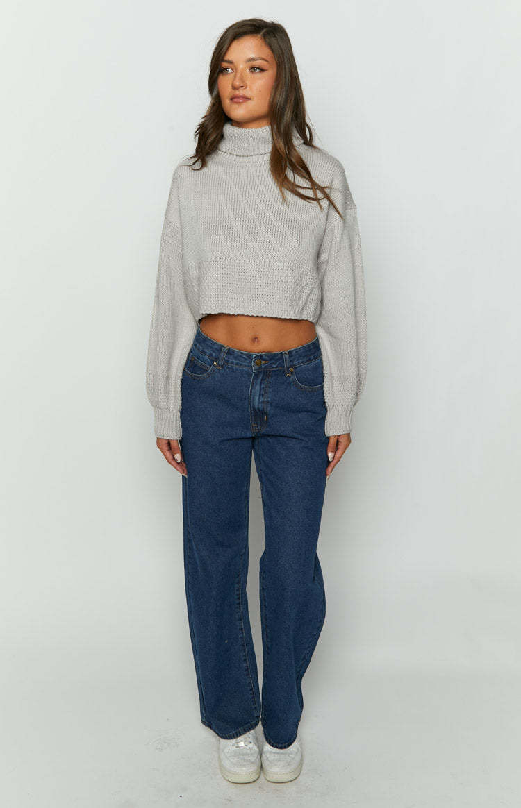 Betty Grey Chunky Roll Neck Sweater-Vavasi.All Rights Reserved.