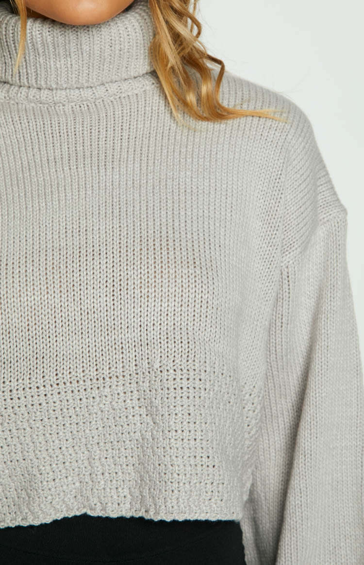 Betty Grey Chunky Roll Neck Sweater-Vavasi.All Rights Reserved.