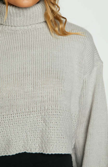 Betty Grey Chunky Roll Neck Sweater-Vavasi.All Rights Reserved.