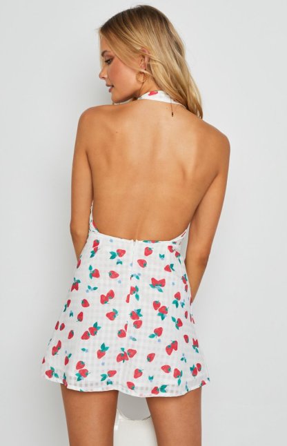 Billie White Halter Mini Dress-Vavasi.All Rights Reserved.
