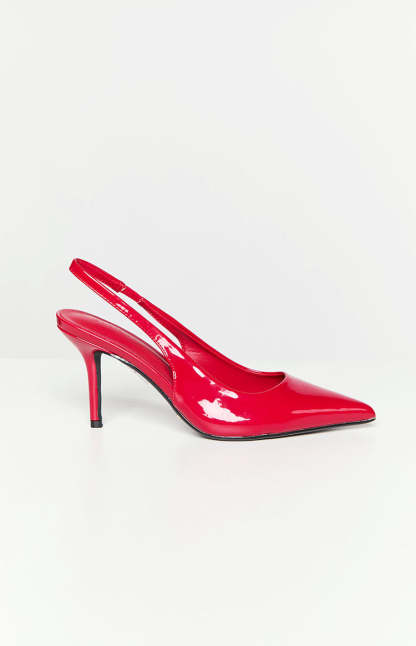Billini Blondie Strawberry Red Patent Heels-Vavasi.All Rights Reserved.