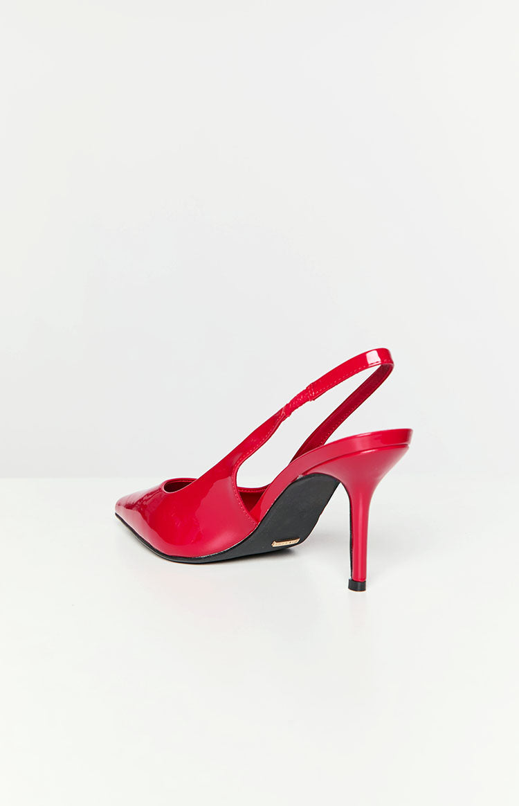 Billini Blondie Strawberry Red Patent Heels-Vavasi.All Rights Reserved.
