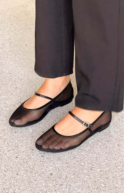Billini Gilda Black Mesh Ballet Flats-Vavasi.All Rights Reserved.