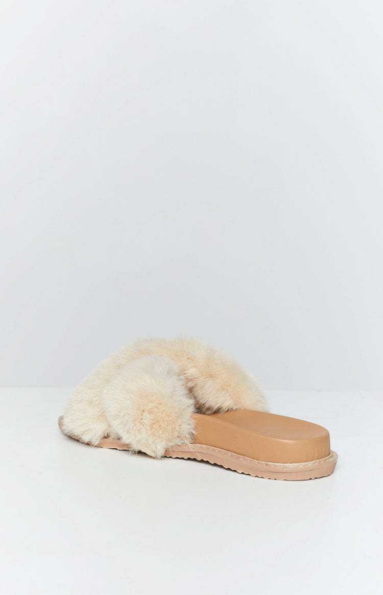 Billini Rafi Fawn Faux Fur Slide-Vavasi.All Rights Reserved.