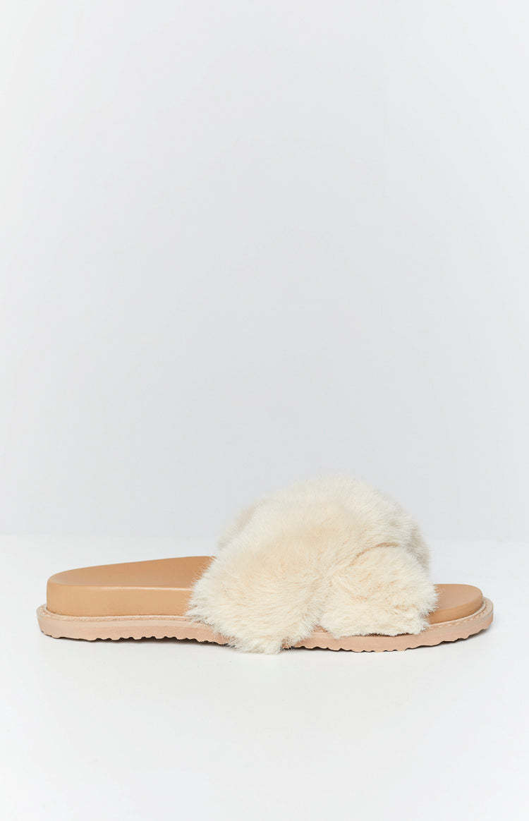 Billini Rafi Fawn Faux Fur Slide-Vavasi.All Rights Reserved.