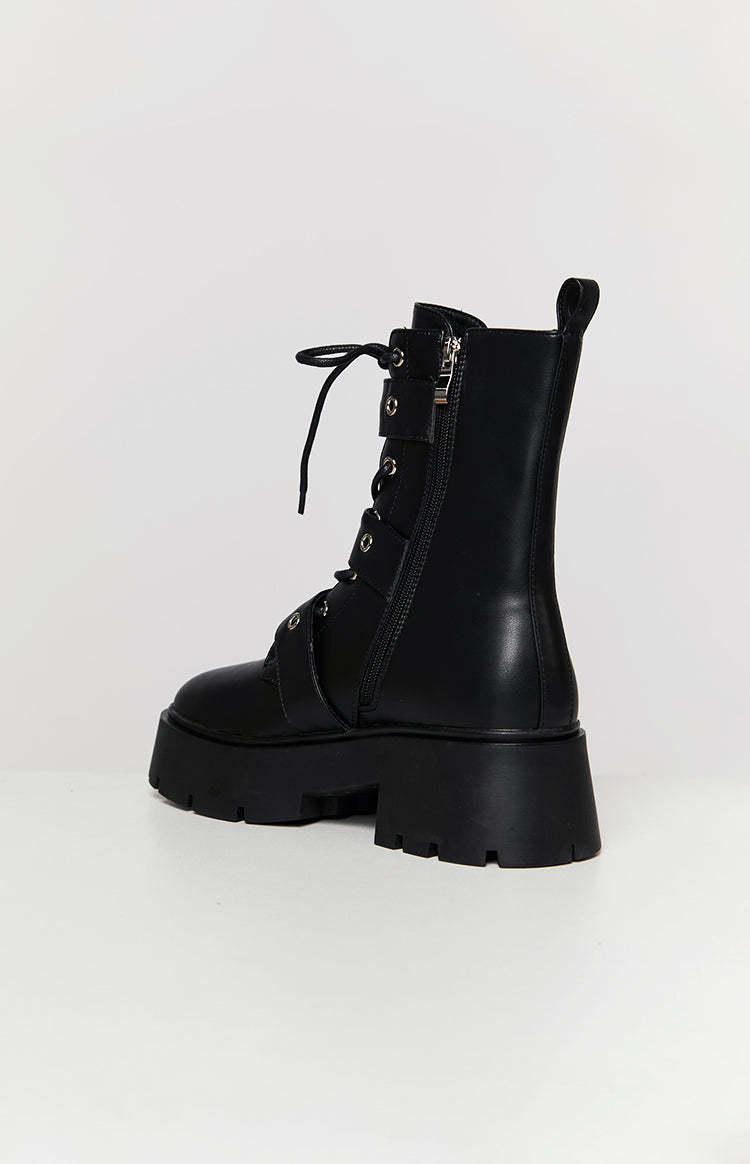 Billini Xyola Black Buckle Up Boots-Vavasi.All Rights Reserved.