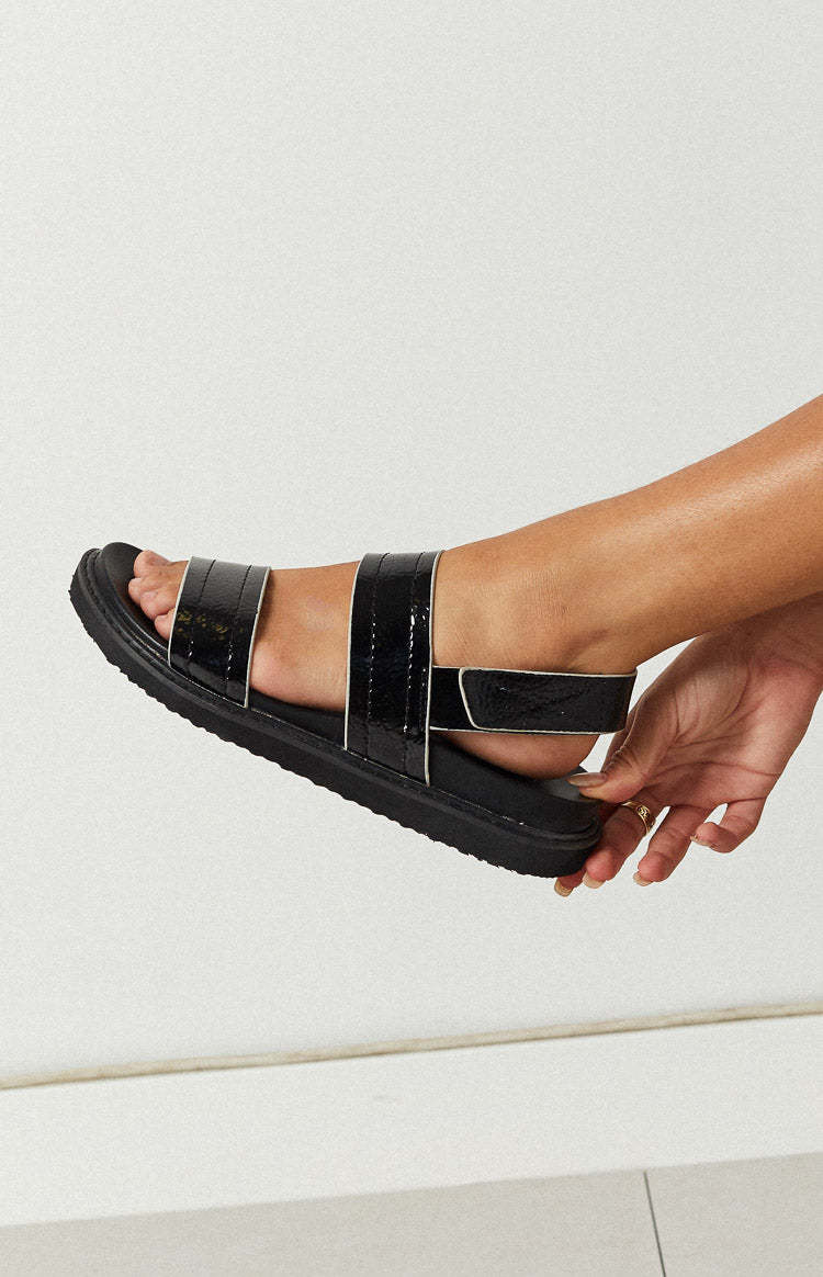 Billini Zyla Black Crinkle Sandal-Vavasi.All Rights Reserved.