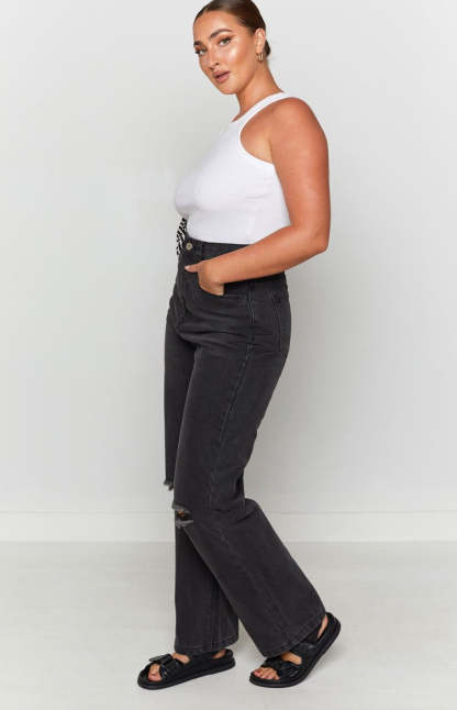 Robin Wide Leg Jeans Black Wash-Vavasi.All Rights Reserved.