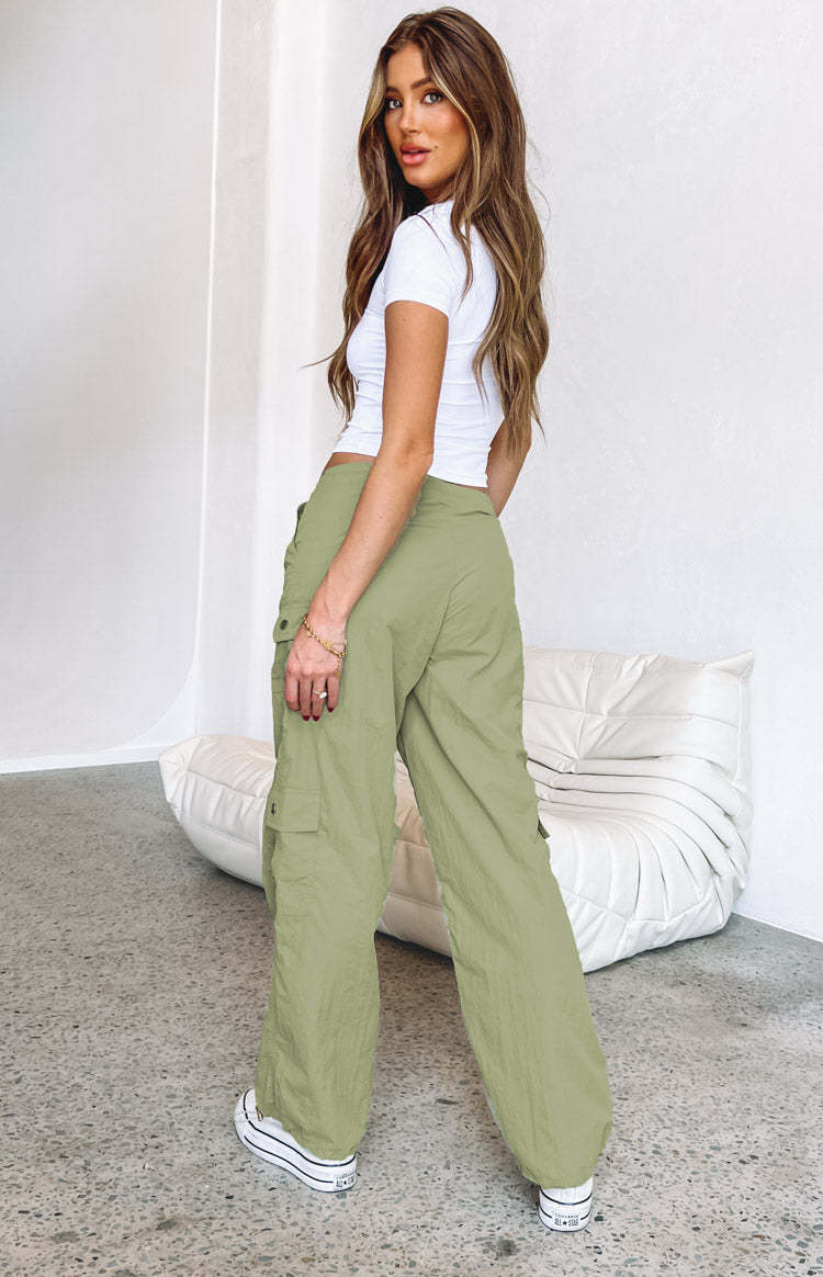 Blaise Khaki Parachute Pants-Vavasi.All Rights Reserved.