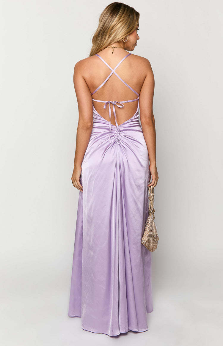 Blaise Lilac Satin Maxi Dress-Vavasi.All Rights Reserved.