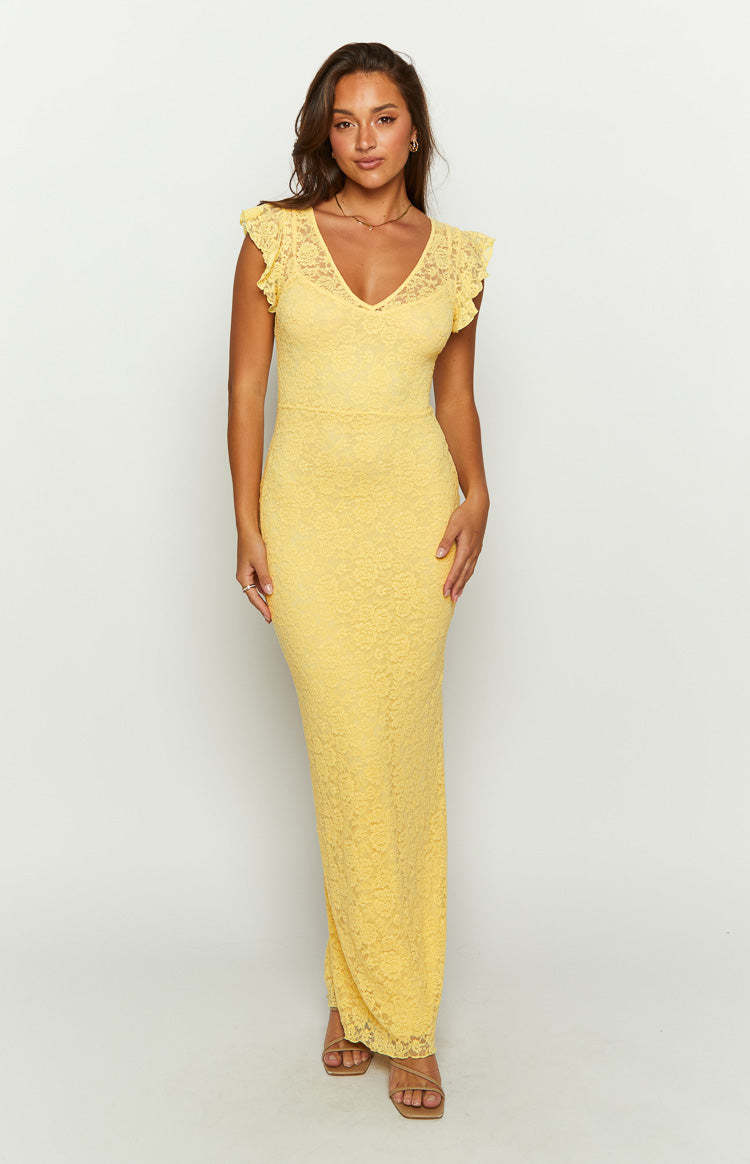 Blake Yellow Lace Maxi Dress-Vavasi.All Rights Reserved.