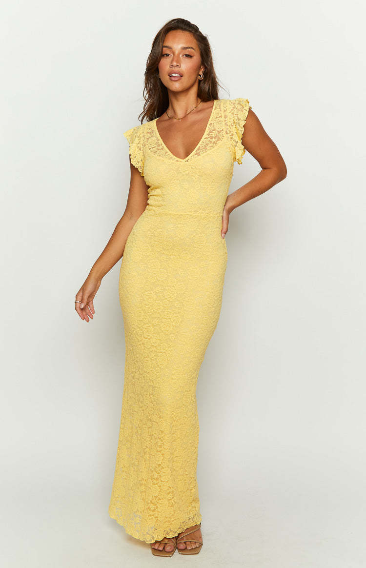 Blake Yellow Lace Maxi Dress-Vavasi.All Rights Reserved.