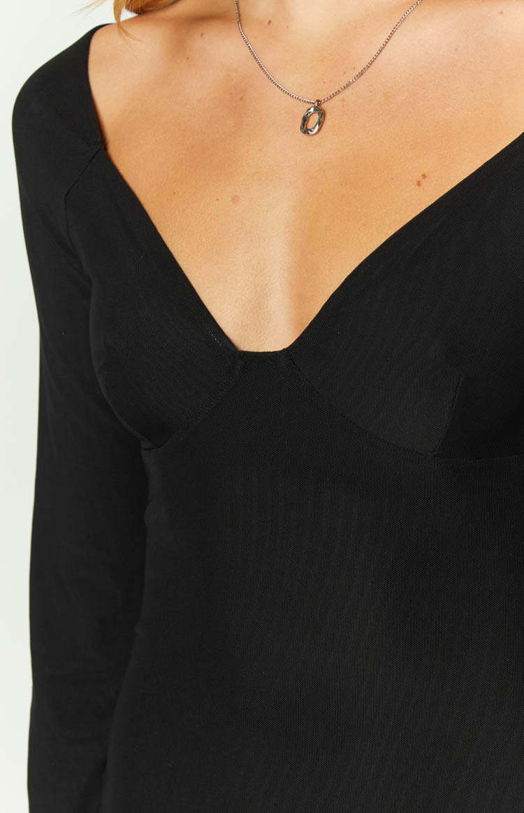 Blame Me Black Mesh Long Sleeve Mini Dress-Vavasi.All Rights Reserved.