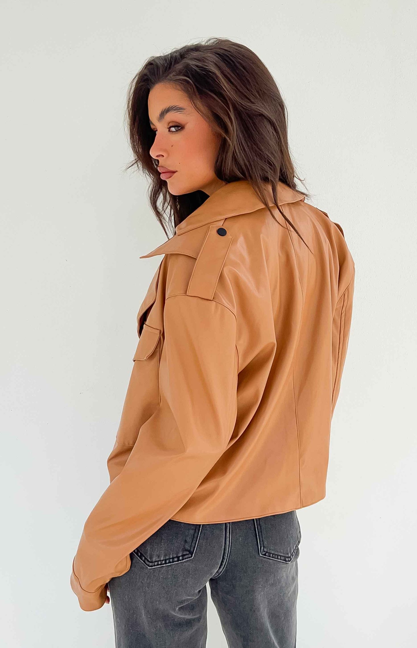 Blaze Bolt Tan PU Leather Jacket-Vavasi.All Rights Reserved.