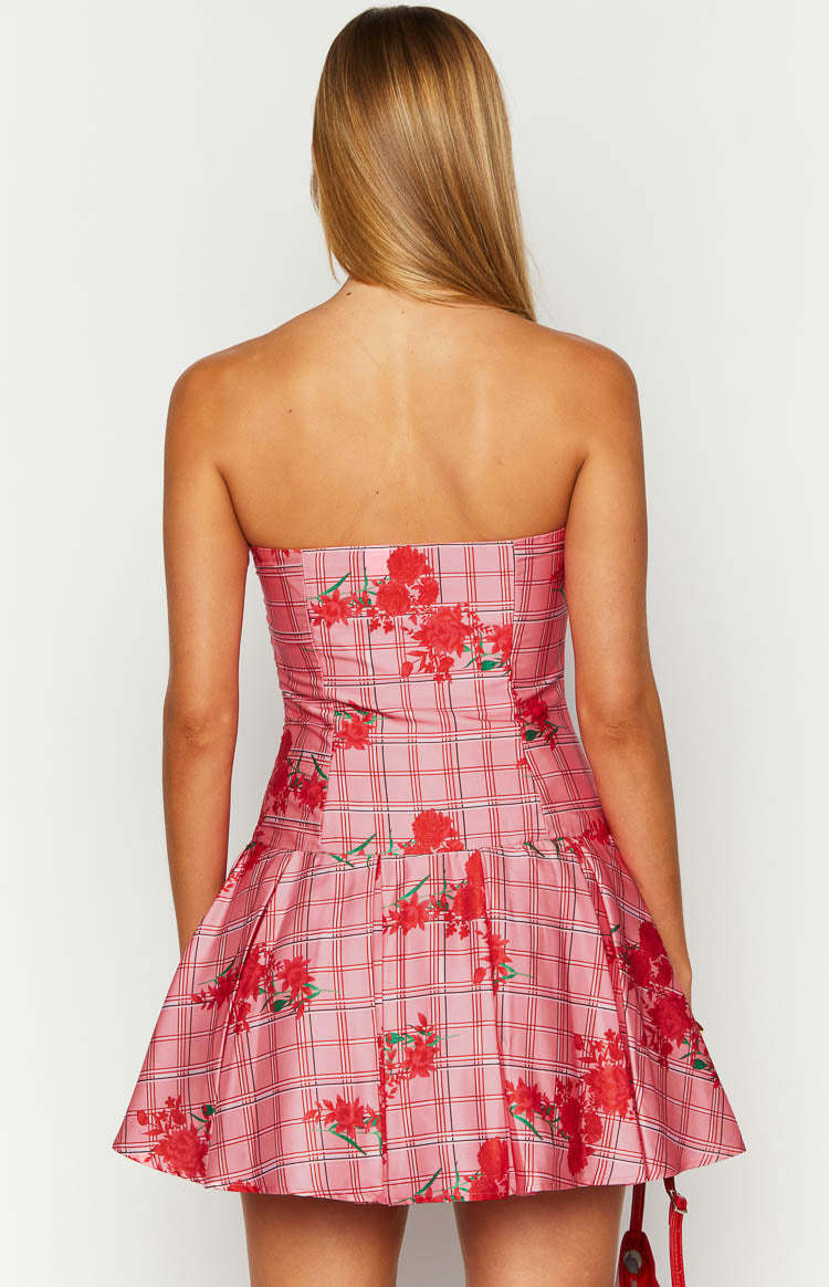 Blu Pink Floral Strapless Mini Dress-Vavasi.All Rights Reserved.