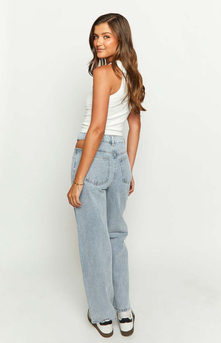 Blue Blaze Mid Wash Denim Cut Out Jeans-Vavasi.All Rights Reserved.